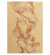 Gold and beige hand-tufted abstract rug with modern design.